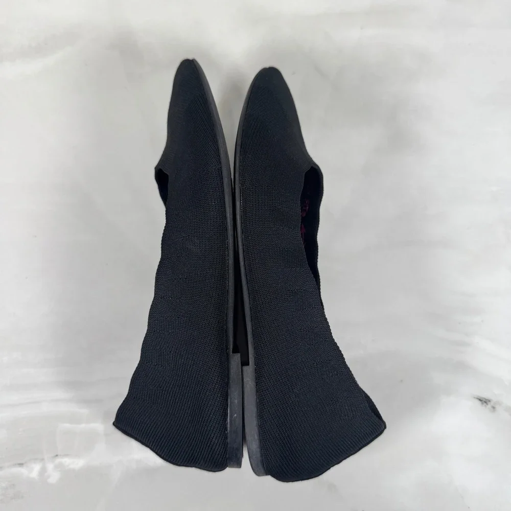 Skechers Black Knit Pointed‎ Toe Flats Air Cooled Memory Foam Insoles Slip On 7